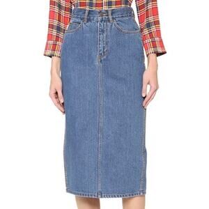 Marc Jacobs Denim Midi Skirt Medium Wash Blue Size 26